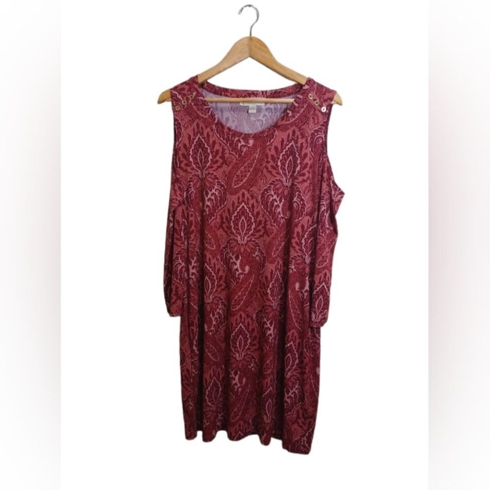 Michael Kors Pink Cut Out Shoulder  Long Sleeve Dress